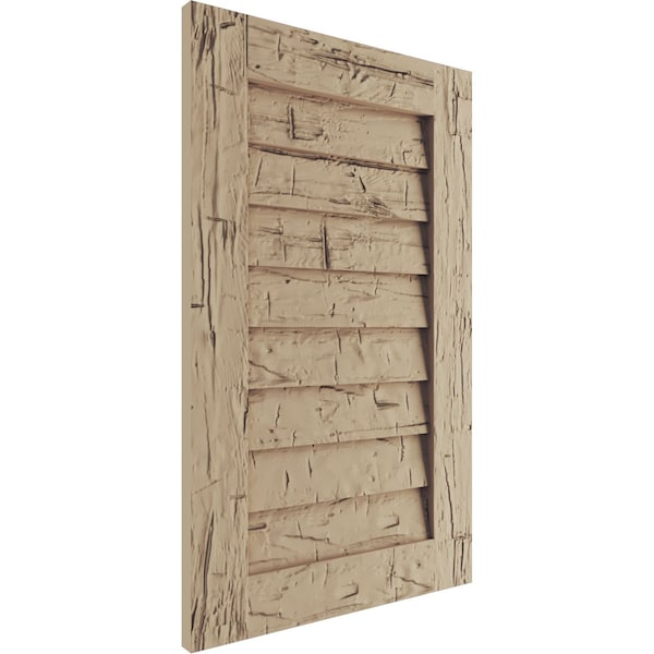 Timberthane Hand Hewn Vertical Faux Wood Non-Functional Gable Vent, Primed Tan, 14W X 18H